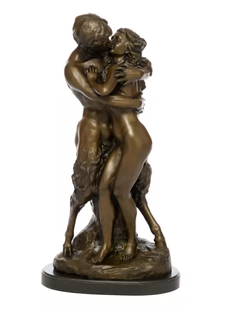 Bronzeskulptur Faun Nymphe Liebespaar Bronze Figur Skulptur 57cm sculpture