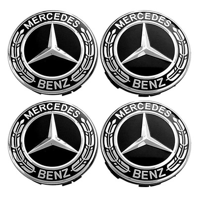 CLASSE A B C E CLK GL M ML SLK per Borchie Cerchi Lega 4x Tappi Coprimozzo Nero Logo Mercedes da 60mm 