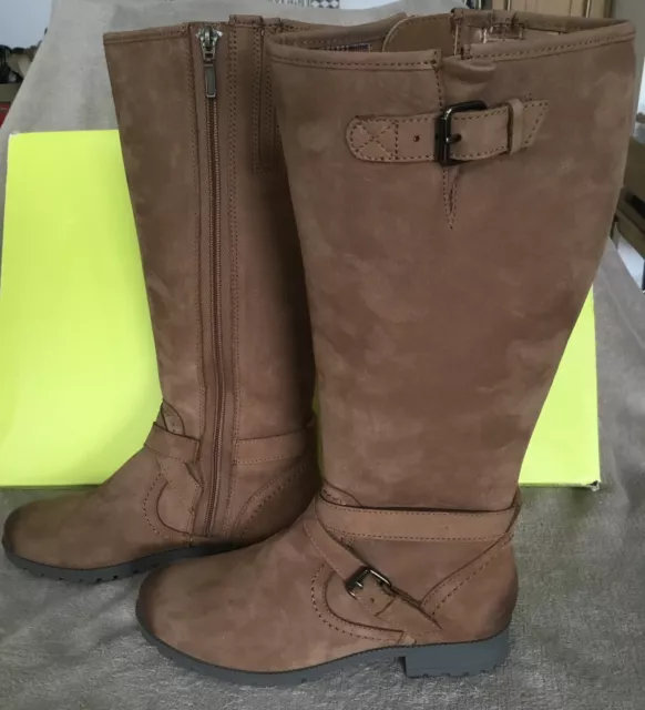 Hotter Womens ‘Belle’ Tan Nubuck Suede Leather Knee High Boots - Uk Size 4 Bnib