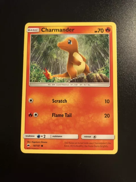 Pokemon Charmander 18/147 Common Card - NM Condition - Burning Shadows X2