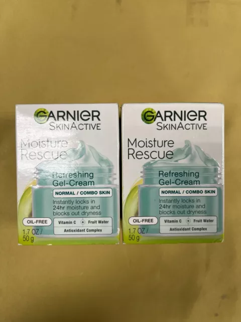 2 New Garnier SkinActive Moisture Rescue Refreshing Gel-Cream - 1.7oz Each Box