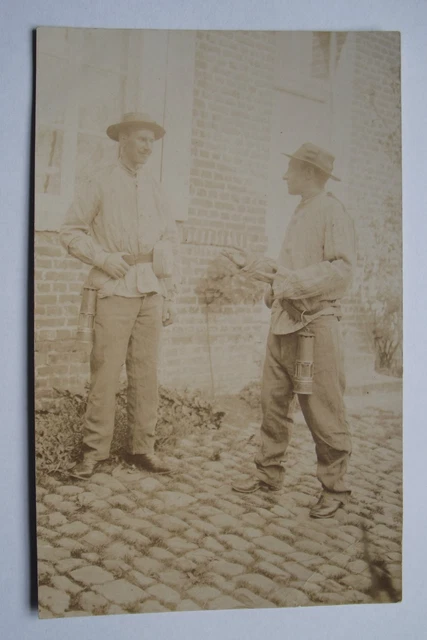 04B97 CPA Photo Card Groupe De Diggers Du Nord Of La France With Lamp 1910