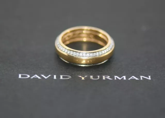 David Yurman Diamond 18K Yellow Gold Wedding Band Ring Size 8