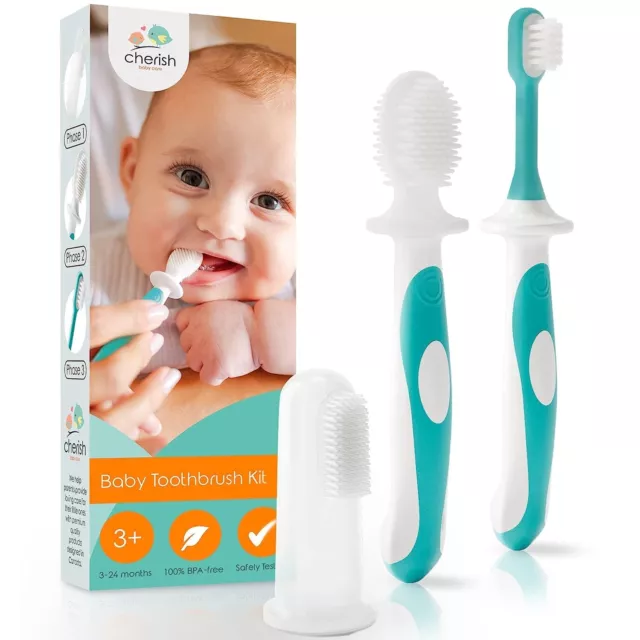 Cherish Baby Care Baby Toothbrush Set (3-24 Months) - BPA-Free Baby Finger Tooth