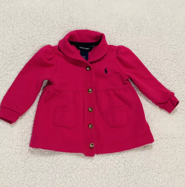 Abrigo Ralph Lauren Guisante Chaqueta Rosa 12 Meses bebé bebé abotonado