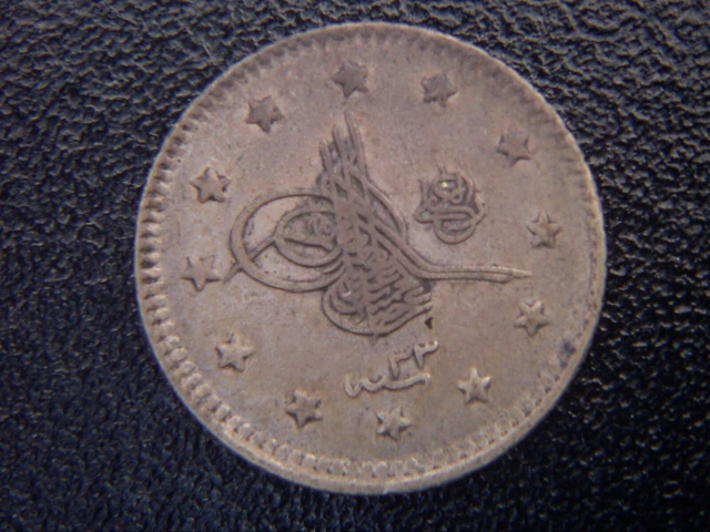 Islamic Arabic Ottoman Empire Turkey Constantinople 1293/33 Kurush Silver  Coin