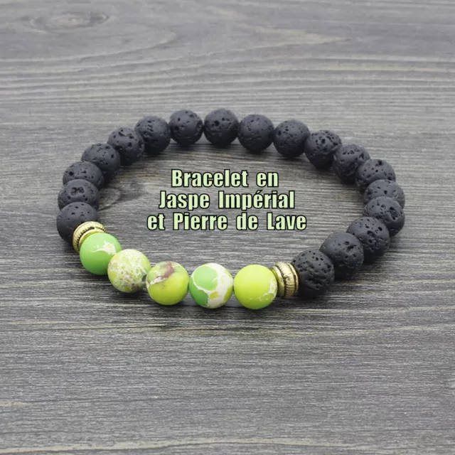 Bracelet en Jaspe Impérial et Pierre de Lave, ancrage/bijou/méditation