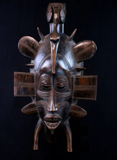 Arte Africana - Máscara Kpelie Senoufo - Master Escultor Laminado Tio - 33 CMS