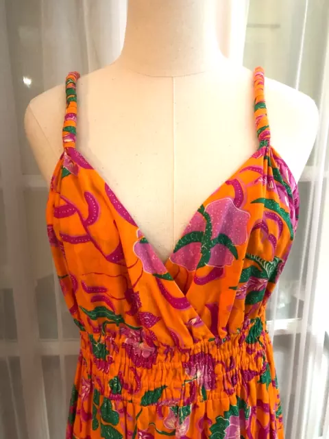 $550 Derek Lam 10 Crosby Orange Multicolor Ruffle Sun Maxi Dress Size 10/12 NWT 2