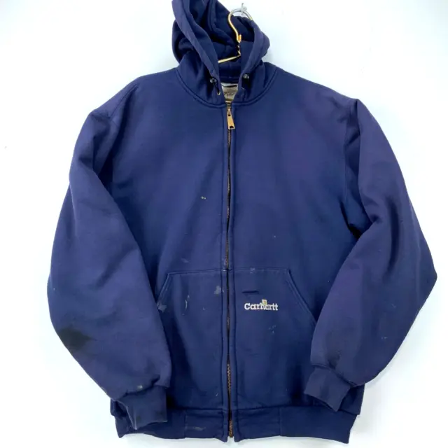 Vintage Carhartt Thermal Lined Hoodie Jacket Size XL Navy