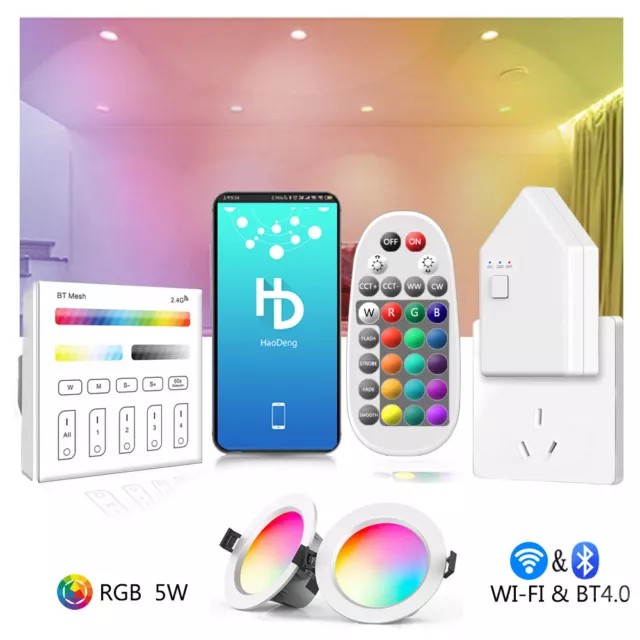 Downlight Lamp RGB Bluetooth 5W Dimmable LED WIFI APP Downlight Recessed Ceiling