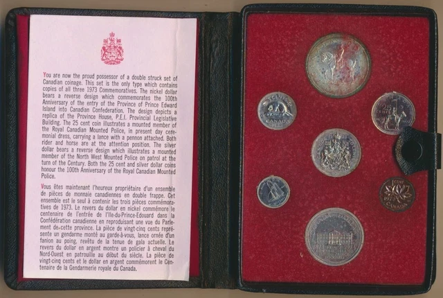 Canada: 1973 Double $1 Proof Set w. SILVER $1 Mounted Police & Prince Edward Is.