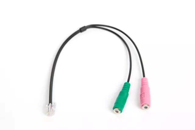 12" 3.5mm Jacks to RJ9/RJ10 PC Mic/Headset to Cisco Office Phone Adapter Cable.