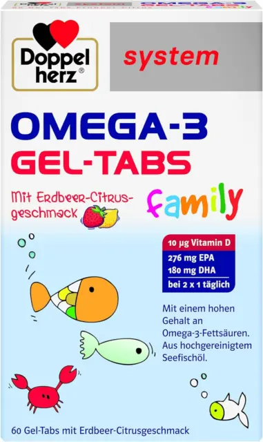Doppelherz System OMEGA-3 Family Gel Tabs – Enthält 180 Mg DHA - 60 Tabs