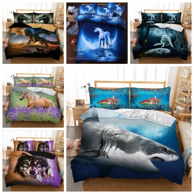 Animals Print Duvet Cover Pillowcase Bedding Set Quilt Cover Single Double King