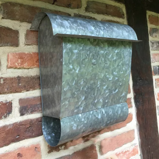 Wandbriefkasten aus Eisen, Briefkasten mit Zeitungsfach, in Zinkoptik