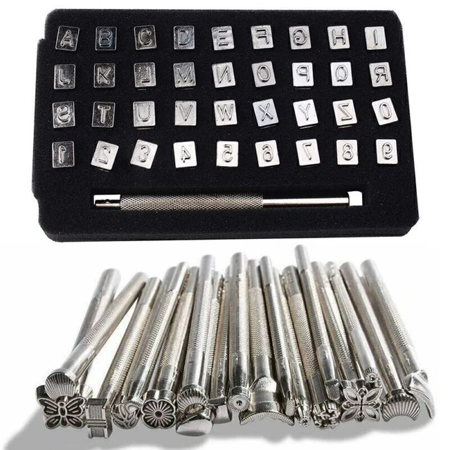 Leder Stempel Metall Stanze Set Logo Stempel Handwerkzeug Alphabet Zahlen Muster