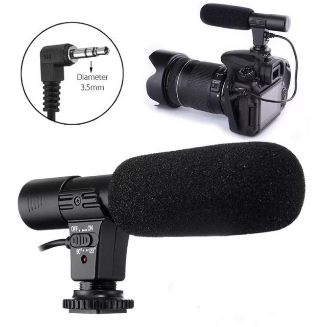Micrófono estéreo enchufe DV de 3,5 mm para Nikon D7000 D300s D5100 D5300 D3300 D3200