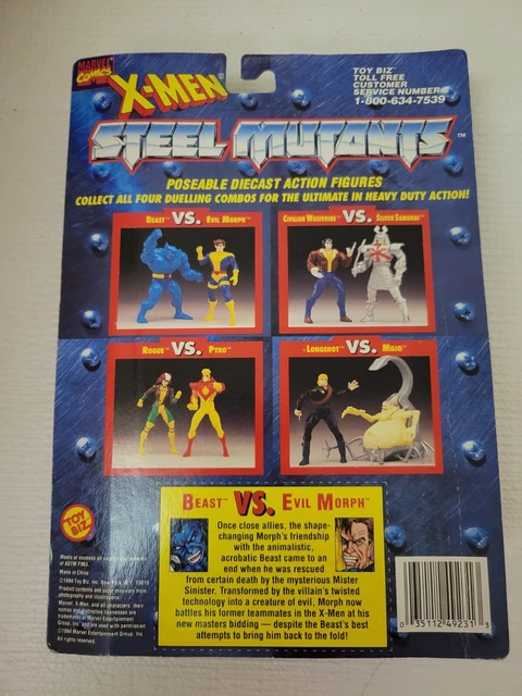 Marvel X-Men Steel Mutants BEAST vs EVIL MORPH Die Cast Action Figures Toy 1994 2