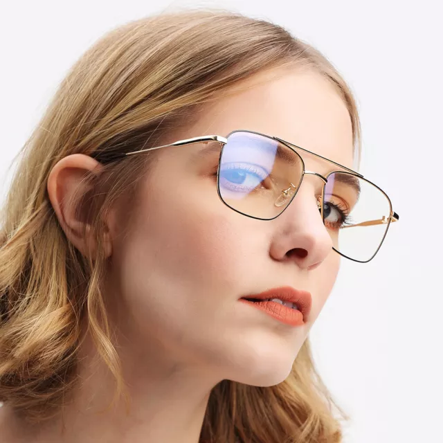 Unisex Large Clear Lens Metal Frame Vintage Retro 80s 70s Fashion Glasses