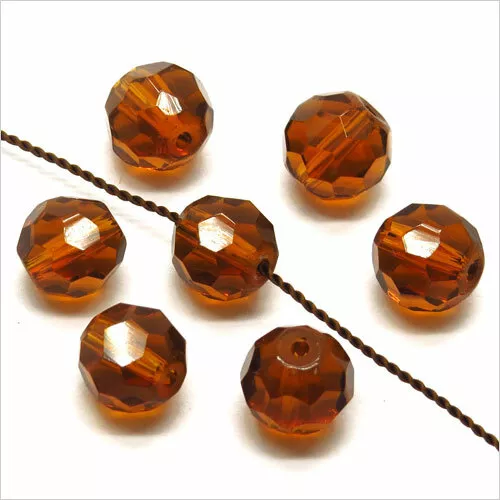 Lot de 20 Perles à FACETTES 8mm en Cristal Topaze Marron