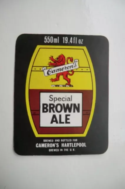 Smaller Mint Cameron's Hartlepool Special Brown Ale Brewery Beer Bottle Label