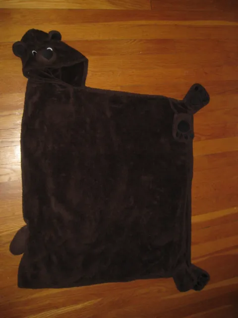 L L Bean fleece hooded brown BEAR BLANKET cozy kids baby robe coat vtg hoodie ll