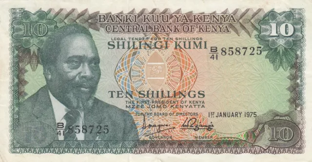 Kenya banknote 10 shillings (1974) P-12  LOT QQQ  VF
