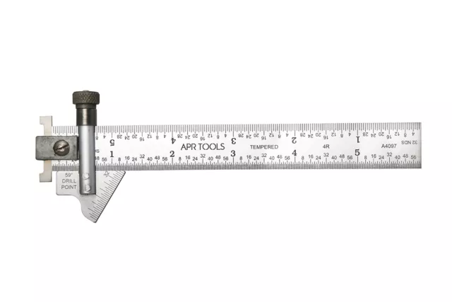 6" Hook Rule with Drill Point Gauge | Made in Stainless Steel | Range 0-6"