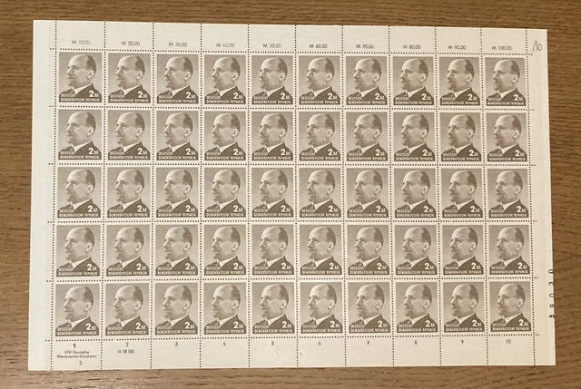 DDR 1969 kpl. Bogen  Mi.Nr. 1482 mit Dv Fn 3 dgz/ 2 Lz