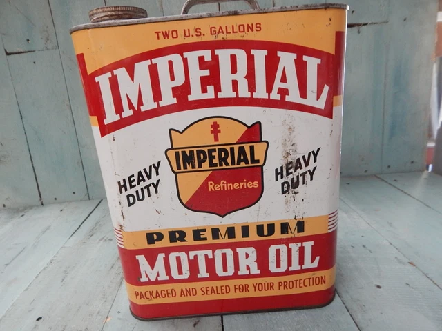 VINTAGE RARE HTF 'Imperial' Brand 2 Gallon Motor Oil Tin Super Nice ...