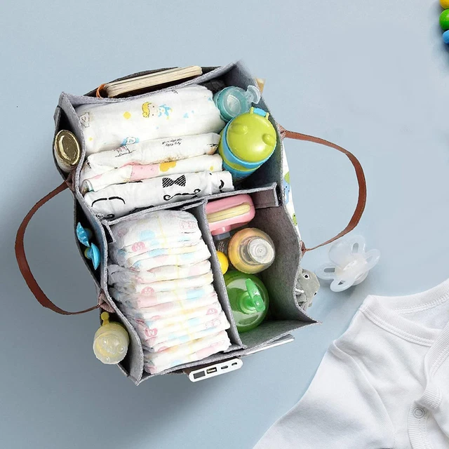 Large Baby Diaper Caddy Organizer Nursery Bag Pregnancy Gray - White Polka Dots 3