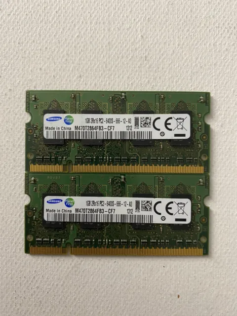 2GB 2x1GB PC2-6400 DDR2-800Mhz 200 Pin SODIMM Notebook RAM