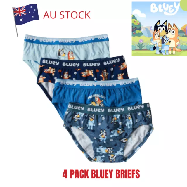 OFFICIAL BLUEY BOYS 4 Pack Briefs Underpants Underwear Undies Size