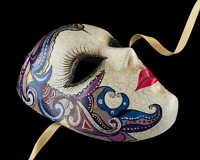 Mask from Venice Volto Face Mystery IN Paper Mache Handmade Single 2586 3