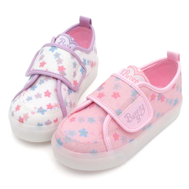 Girls LED Light Up Sneakers Trainers Kids Hook Loop Fastener Child Shoes DR160