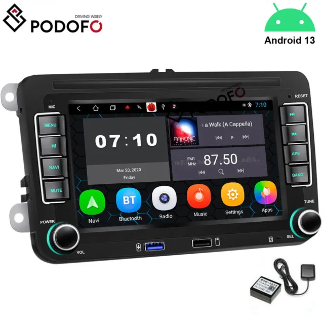 7" Autoradio GPS Wifi Android 13.0 Pour VW Golf Polo MK5 6 PLUS Passat Leon EOS