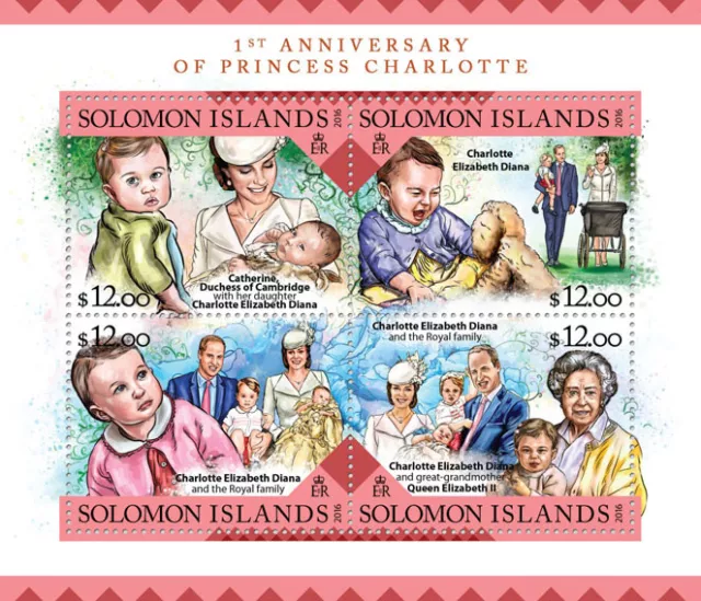 Solomon Islands 2016 MNH Princess Charlotte 1st Anniv 4v M/S Royalty Stamps