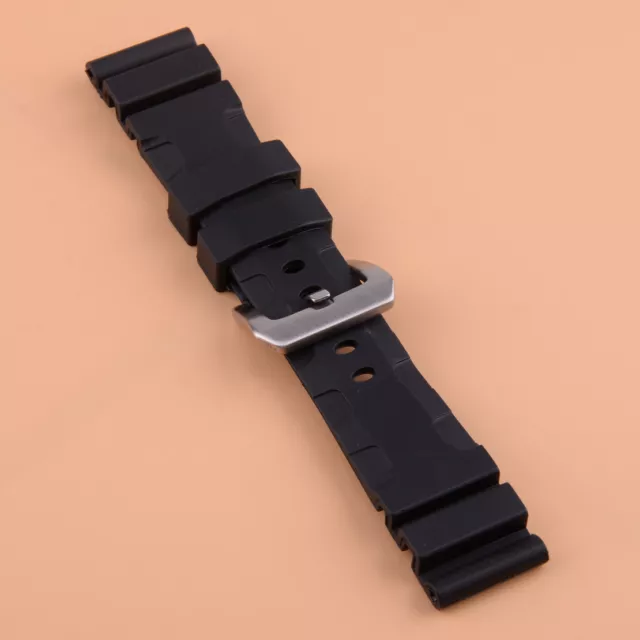 24mm Noir Bracelet de montre caoutchouc pour Panerais Sub Watch Strap Band po