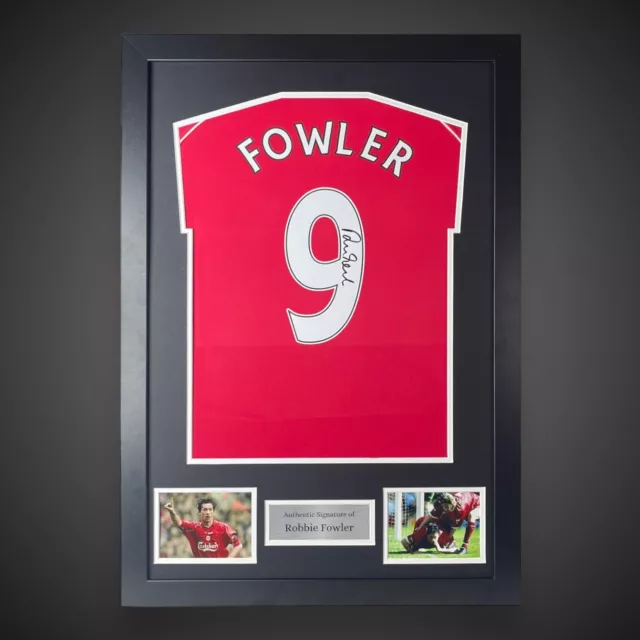 Framed Robbie Fowler Back Signed Liverpool Football  Shirt Number 9 COA £249