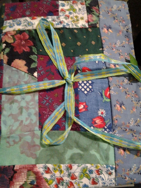 Handmade new junk journal Hydrangea LOG CABIN quilt design Cover writing board