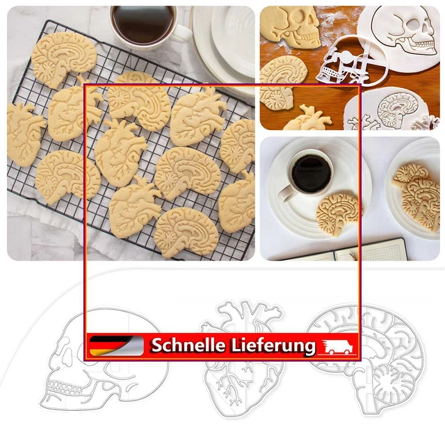3pcs Cookie Mold Diy Brain Heart Pudding Jelly Mould Funny Plastic for Halloween