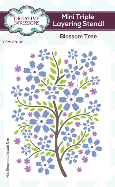 Paquete de 4 mini plantilla de capas Creative Expressions 4""X3"" 3/paquete-árbol de flores EMLSB