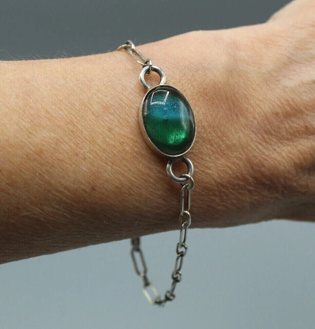 Bracelet Articulé En Cuivre Avec Émaux Et Pâte De Verre - Signé Andrée Bazot - Années 50-60