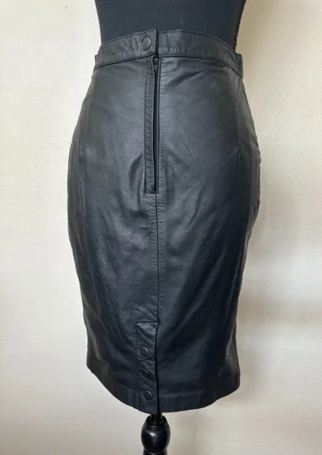 Womens Pencil Skirt Black Leather Above Knee Paris Sport Club