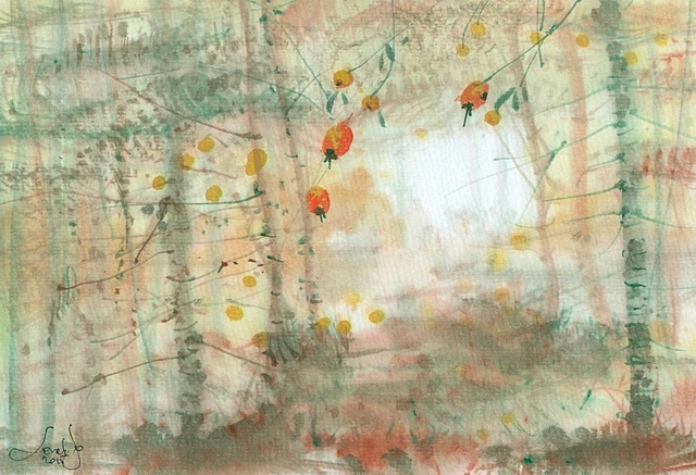 acuarela pintura aquarelle original Landschaft Picture(30x21)cm0291 COM