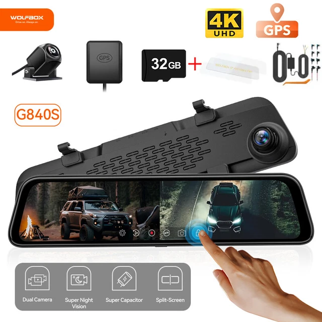 WOLFBOX 12& 4K Dashcam Spiegel Autokamera Rückfahrkamera GPS Nachtsicht G-Sensor EUR 209,99
