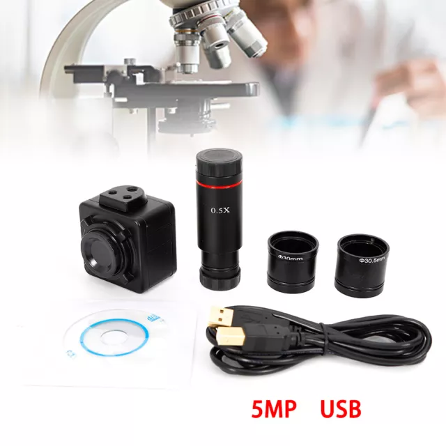 5MP HD Microscope Digital Electronic Eyepiece Camera with C Mount Adapter USB