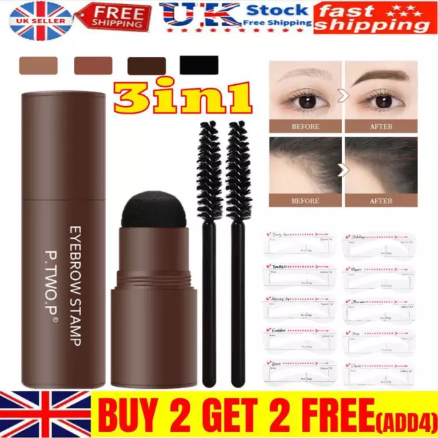 Eyebrow Stamp Shaping Kit, Eye Brow Waterpoof Powder Stencils Definer Makeup Set