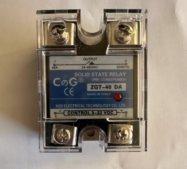 CG ZGT 40DA Single Phase Solid State Relay Input 3-32VDC Exit 40A 24-480VAC SSR